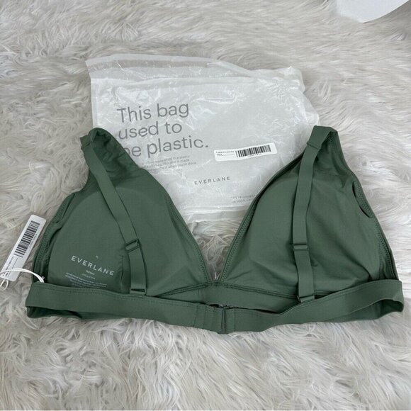 Everlane Women's NWT Herb The ReNew Plunge Triangle Swim Top XL/C40.5 - Picture 3 of 11